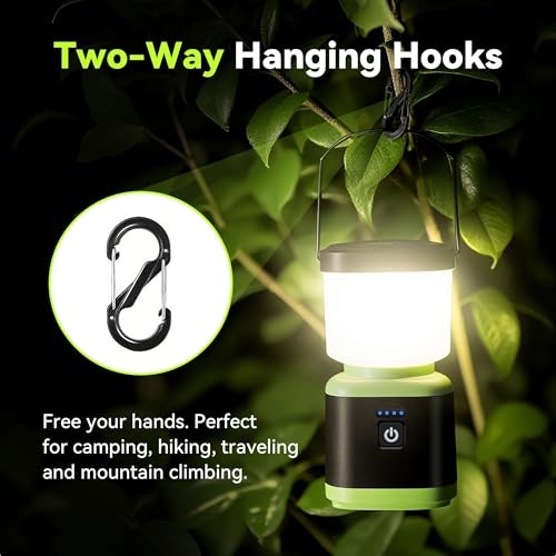 Camping Lantern Rechargeable, Stepless Dimming LED Lantern, Green-1 pack