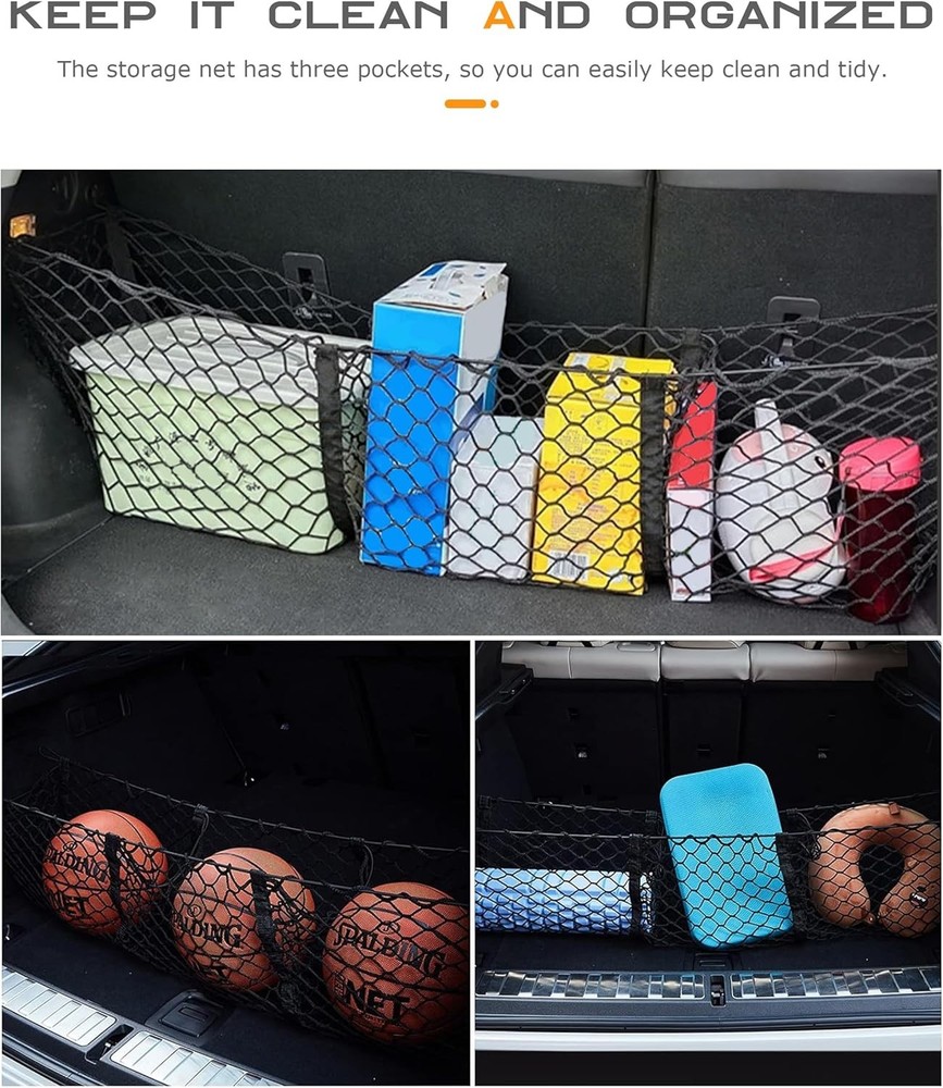 Trunk Cargo Net Organizer for Vehicles