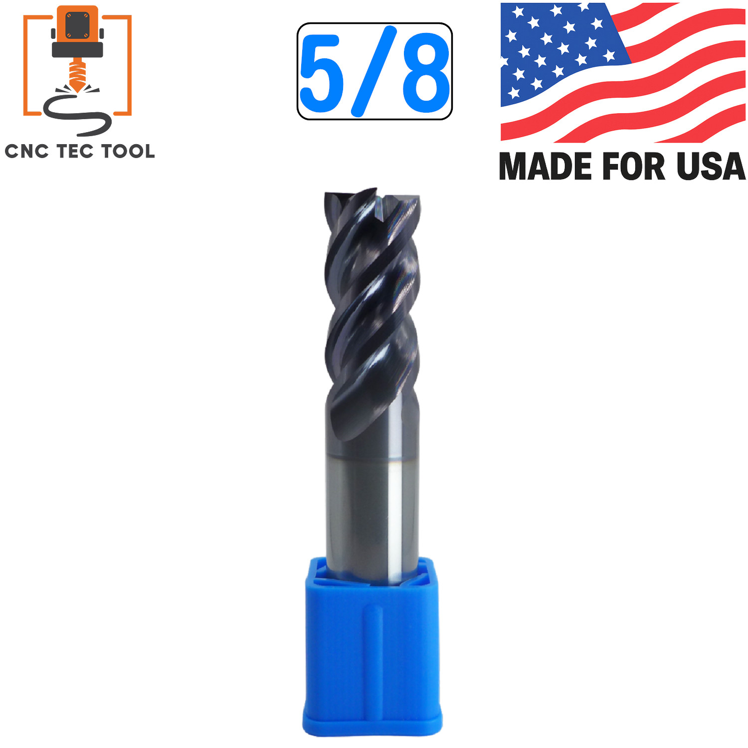 1 PCS 5/8" 4 Flutes Square 45° Helix Carbide End Mill Bits AlTiCrN Coated HRC 50