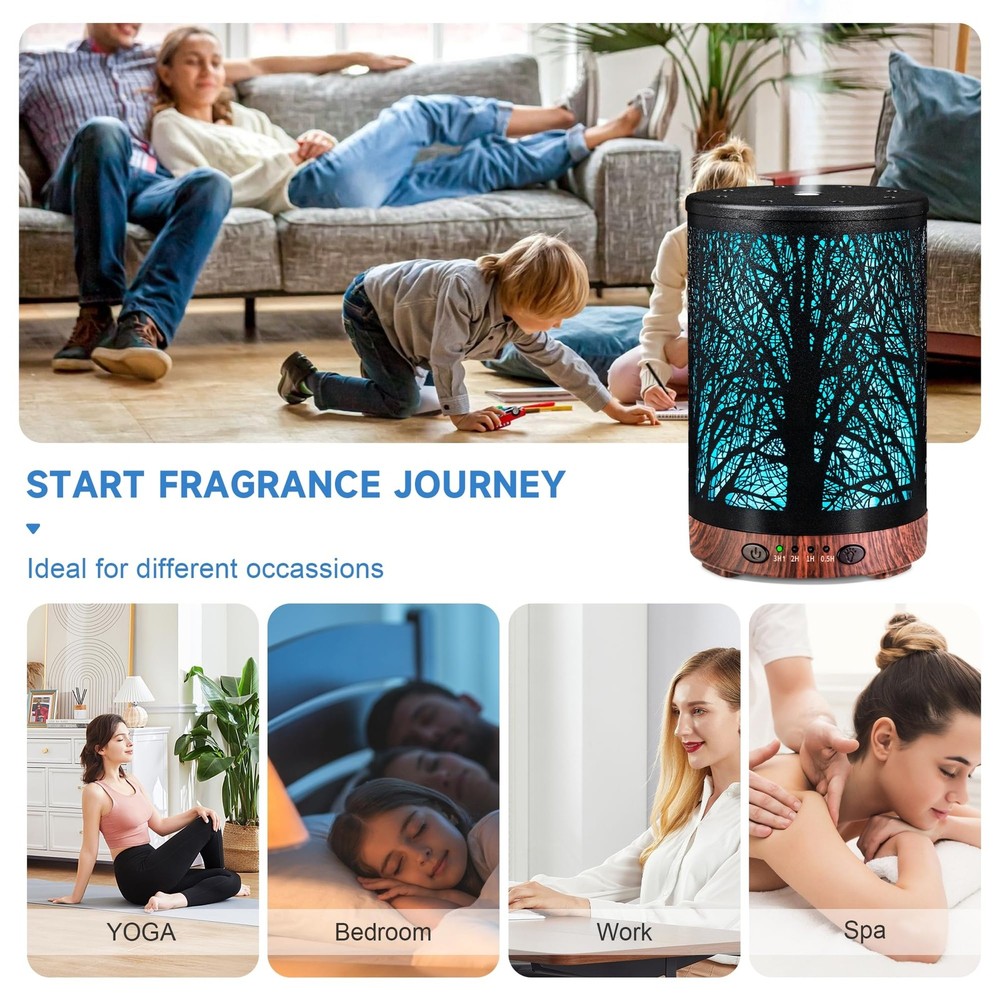 JOYOLO Essential Oil Diffuser 120ML Metal Aromatherapy with Tree