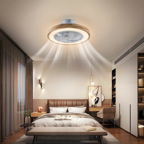 20" Invisible Ceiling Fan Lamp 3Color Timing LED Light Remote Control Chandelier
