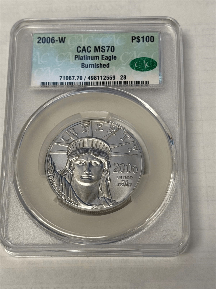 2006 W $100 Burnished Platinum Eagle CACG MS 70