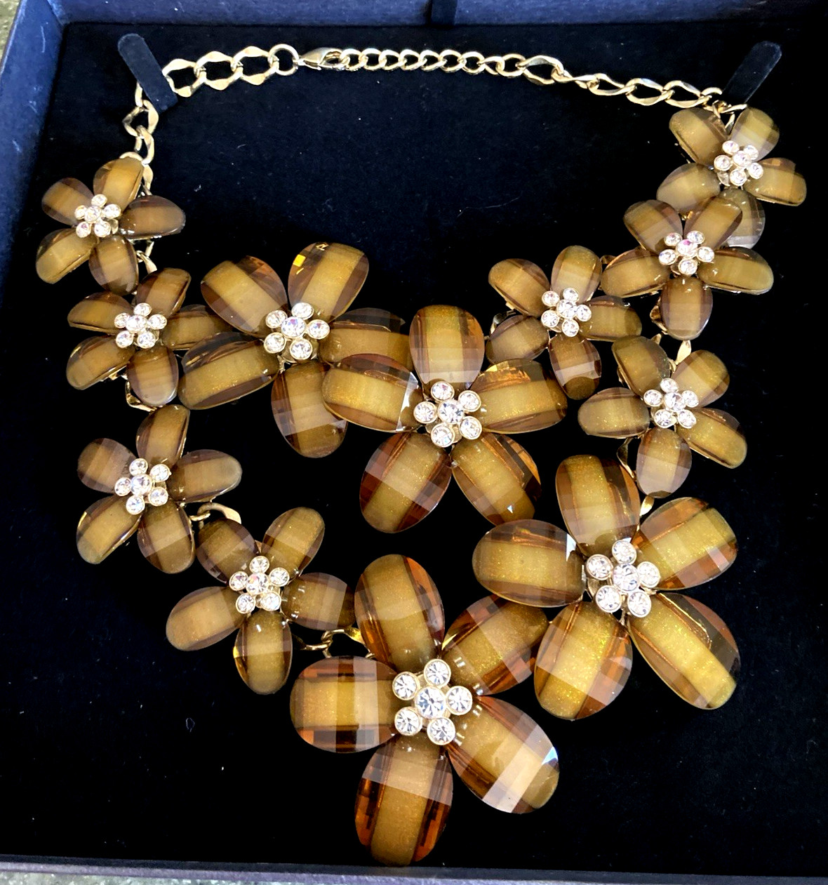 CZ FOR KENNETH J LANE Huge Topaz Flower Bib Necklace In original box new