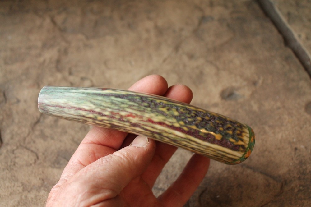 Elk antler knife handle ~ stabilized box elder burl ~ Flintknapping supply tool