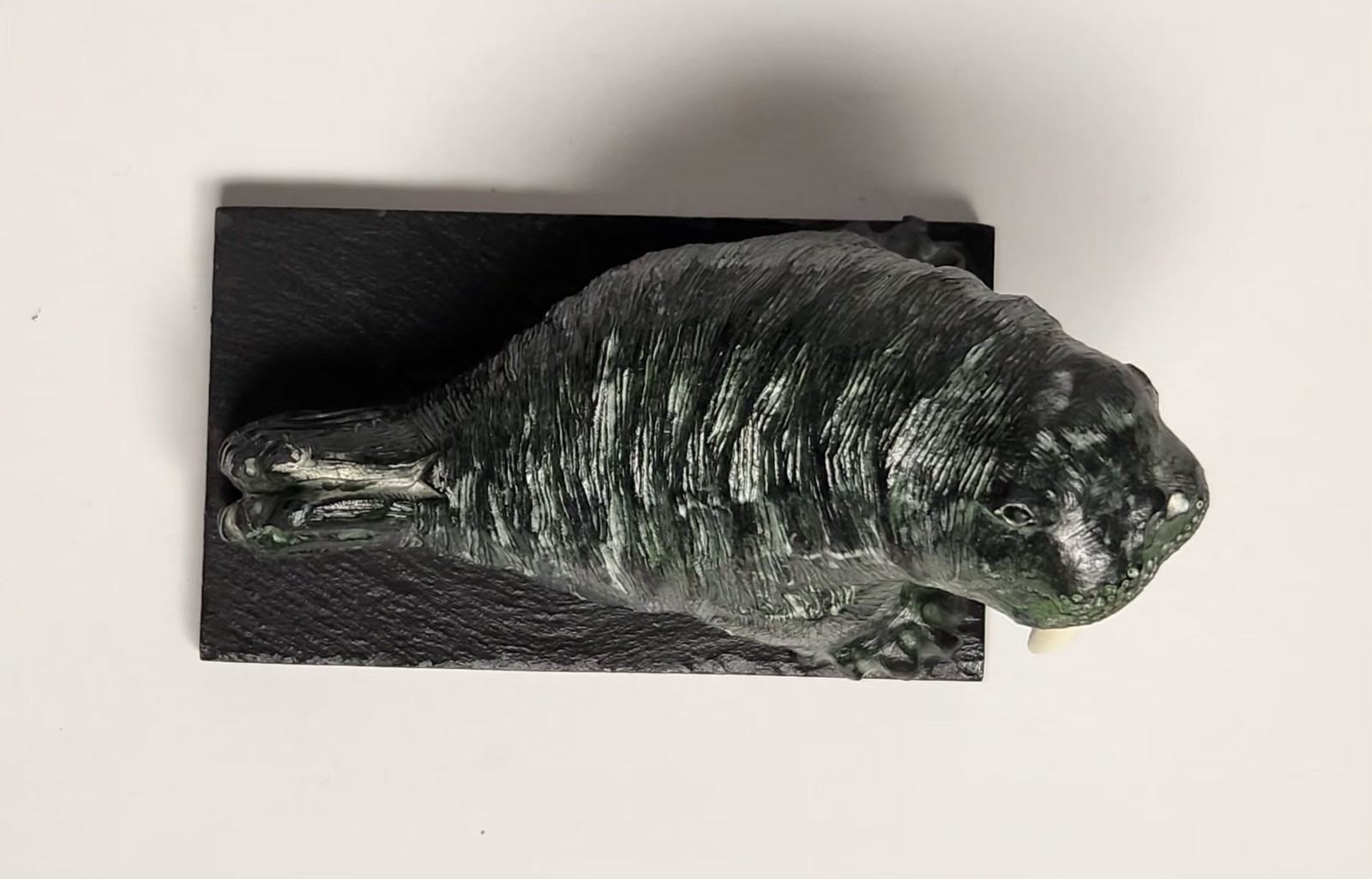 A Wolf Original Mounted Walrus Soapstone Sculpture Hand Made in Canada