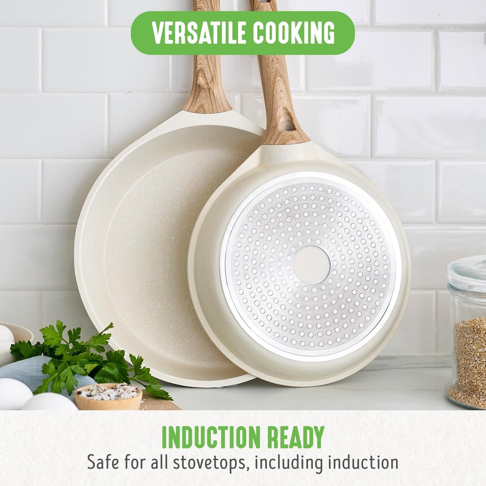 2 Piece Granite Frying Pan Set Nonstick Induction Ready Kitchen Essentials