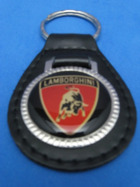 LAMBORGHINI BLACK LEATHER KEYRING KEYFOB NEW #122