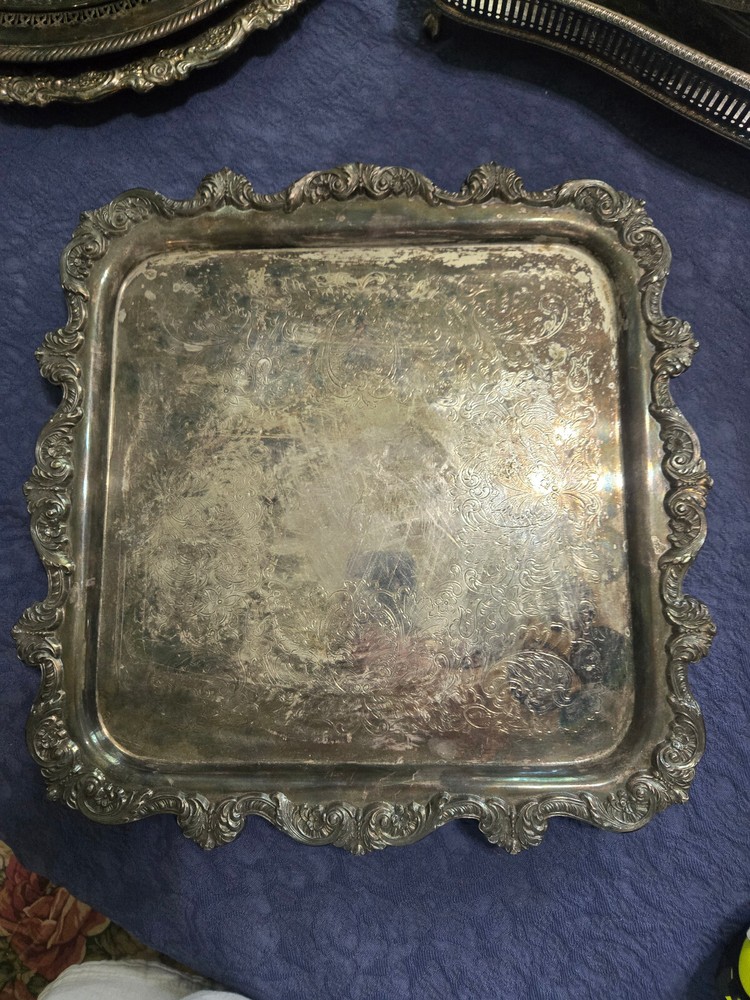 Vintage Poole Square Silver-Plated Footed Tray EPCA 813