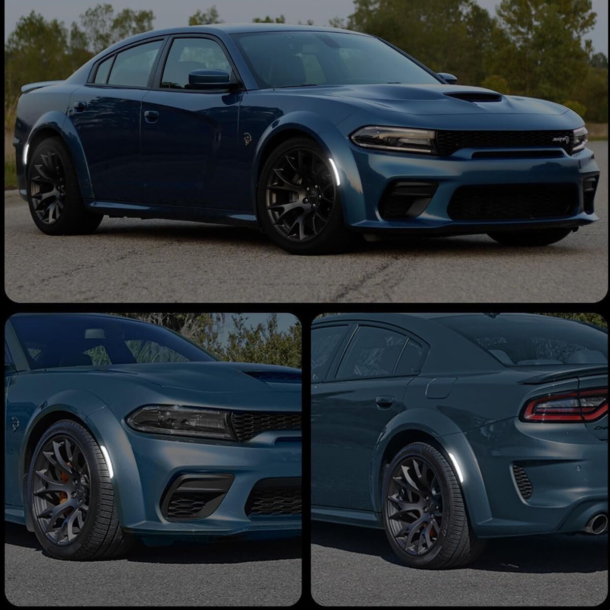 For 2015-2023 Dodge Charger White Front Rear LED Side Marker Light Smoked Lens