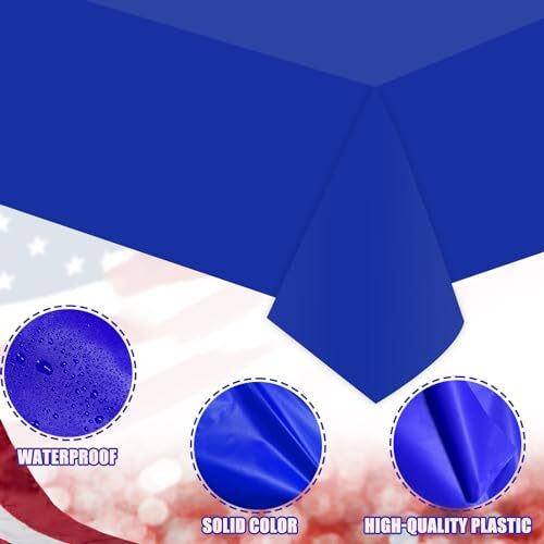 12 Pcs Plastic Tablecloths, Disposable Rectangle 54 x 108 Inch Red White Blue