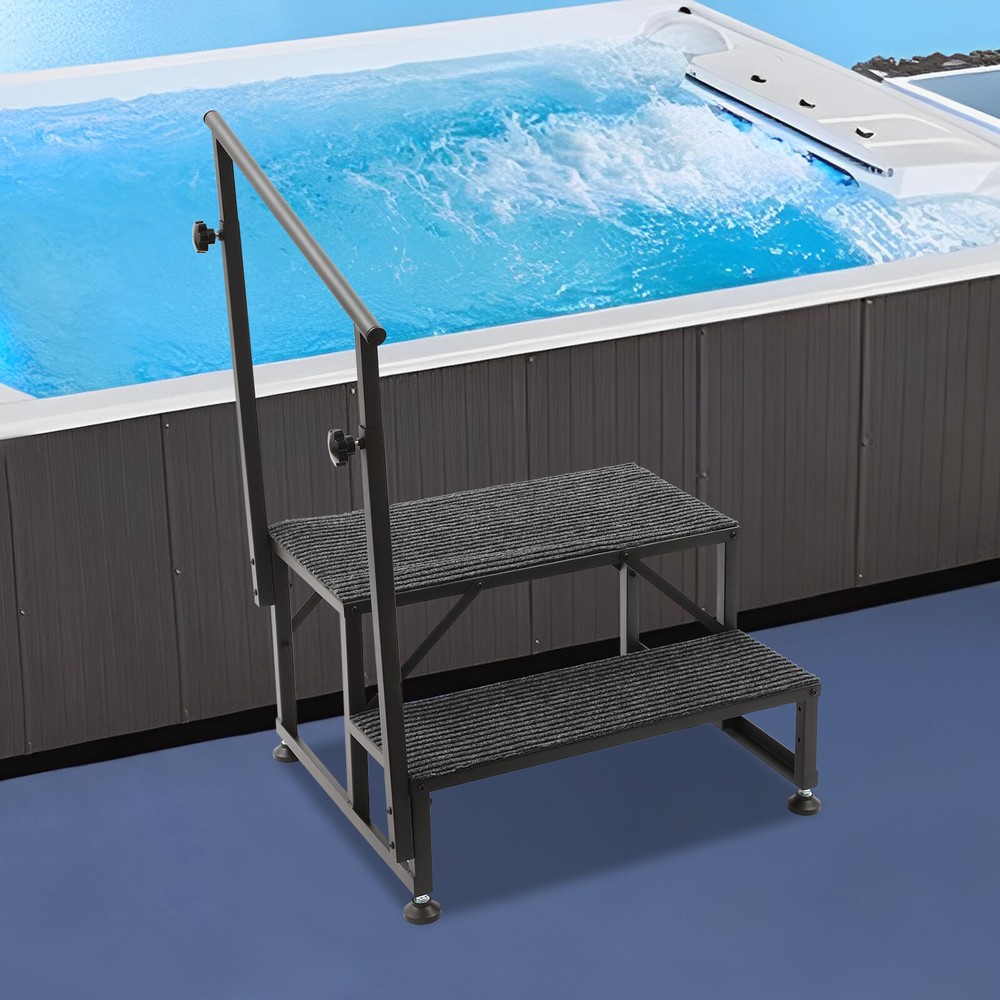 2-Step Ladder with Handrail for Pools, Decks, and Home Use