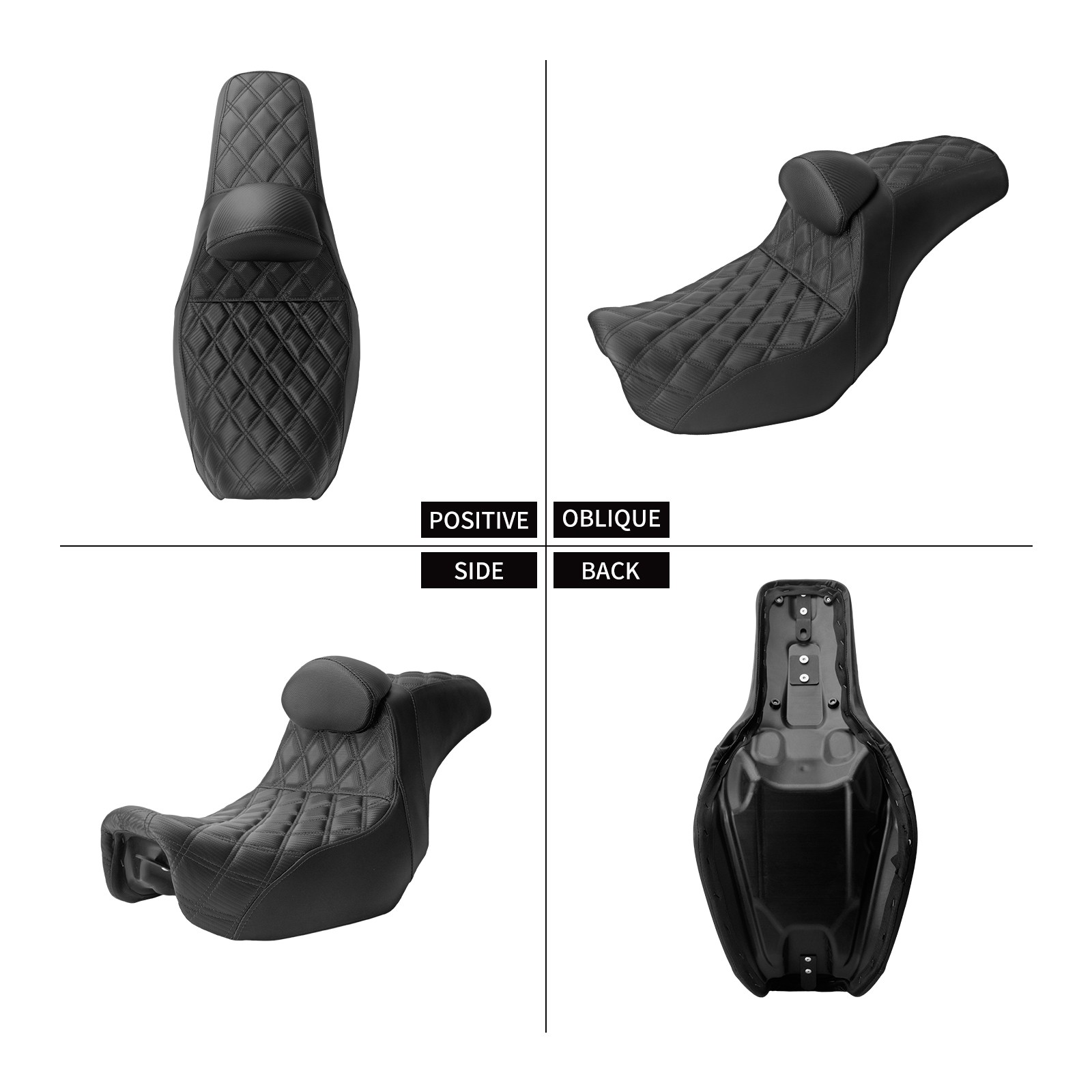 Black Stitching Seat W/ Driver Backrest Fit For Harley Dyna Super Glide 2006-17