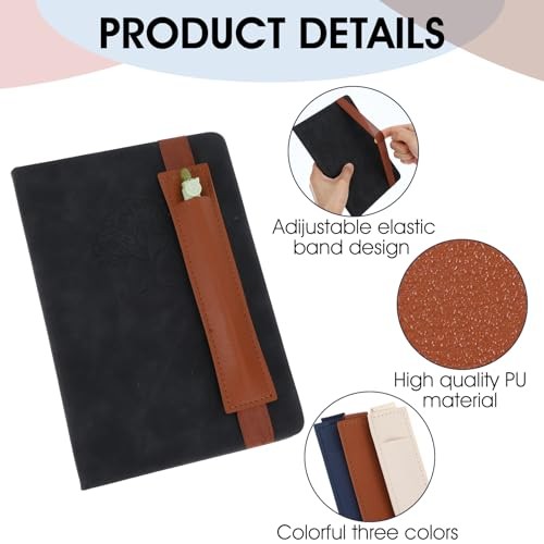 3pcs Elastic Pen Holder for Notebook,Leather Elastic Pen Holder,Adjustable