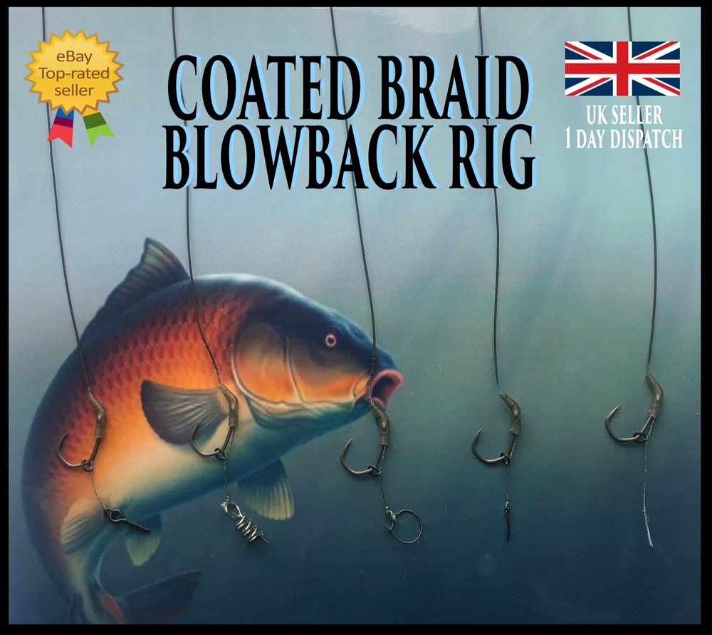 Ready Made Carp Rigs - Coated Braid Blowback Rig - Size 4, 6, 8