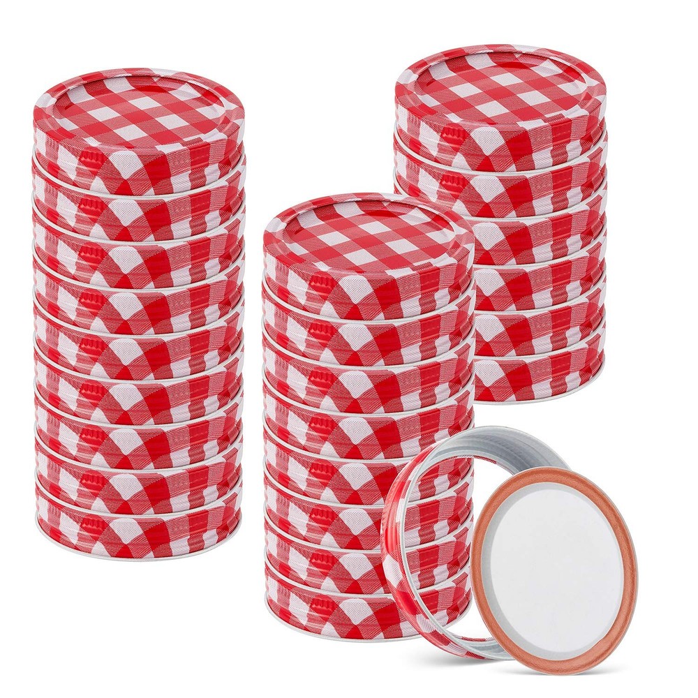 48pcs/24Set Regular Mouth Canning Lids Bands Split-Type for red and white