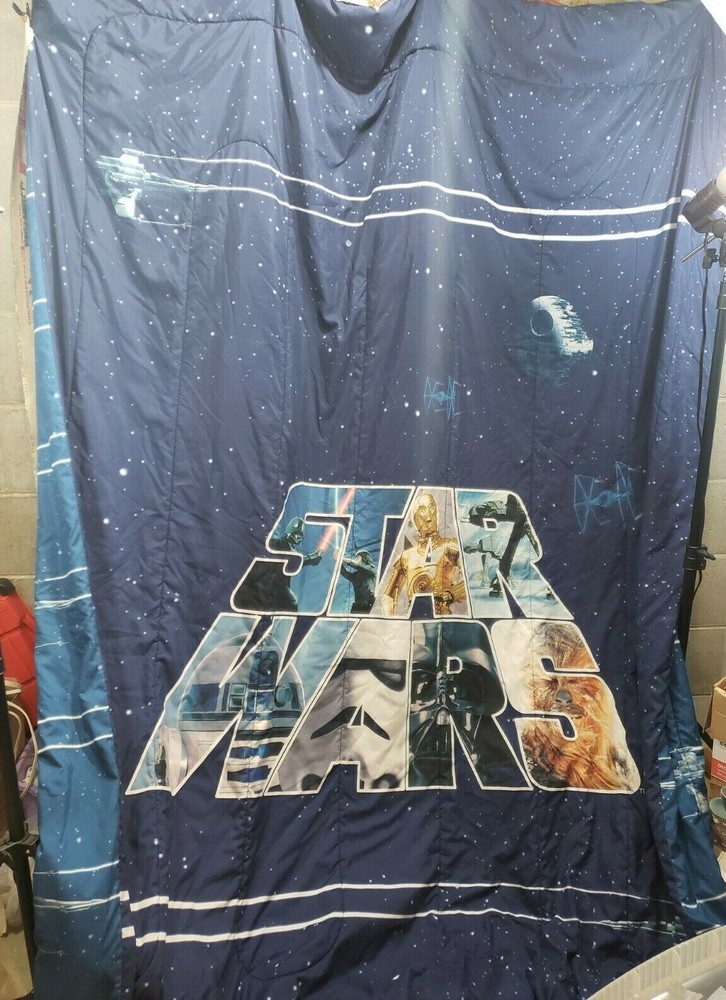 Blue Micro Fiber Star Wars Logo Twin Size Comforter