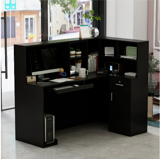 Desk Reception Office Shelf Drawer Checkout Front Counter Table Stand Set Modern