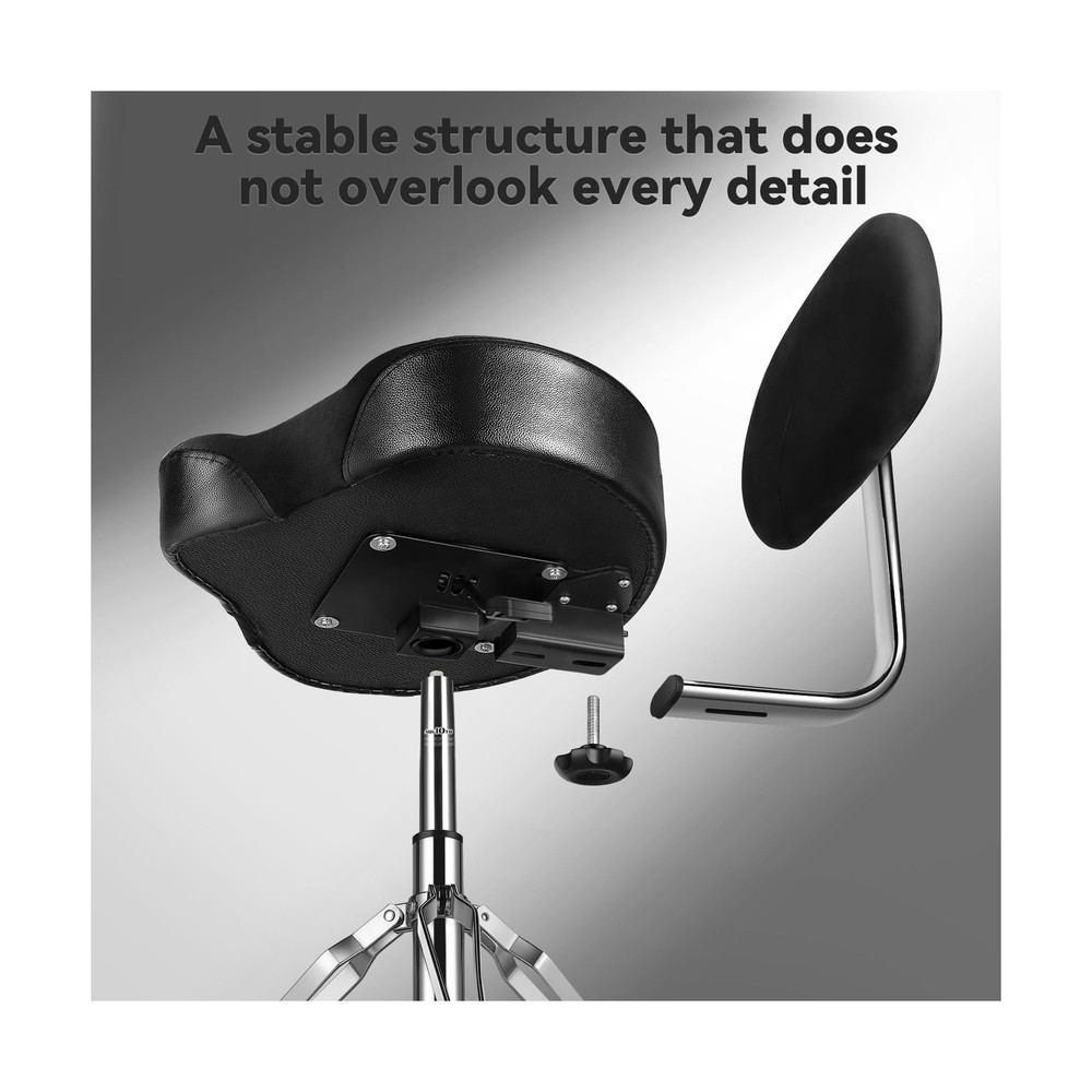 Drum Throne with Backrest Padded Hydraulic Drum Chair Height Adjustable Drum ...