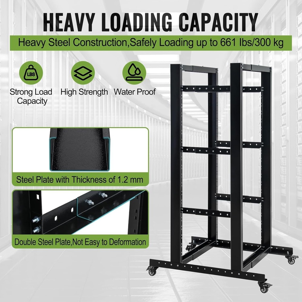 27U 4 Post Server Rack – Open Frame Rack for 19 Inch Equipment Adjustable Depth