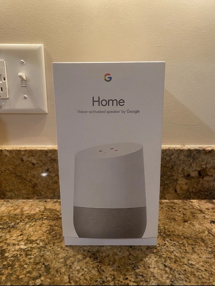 Google Home Voice-Activated Smart Speaker With Box White Google Assistant