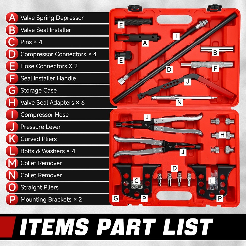 OHV OHC Valve Spring Compressor Stem Seal Overhead Remover Installer Tool Set