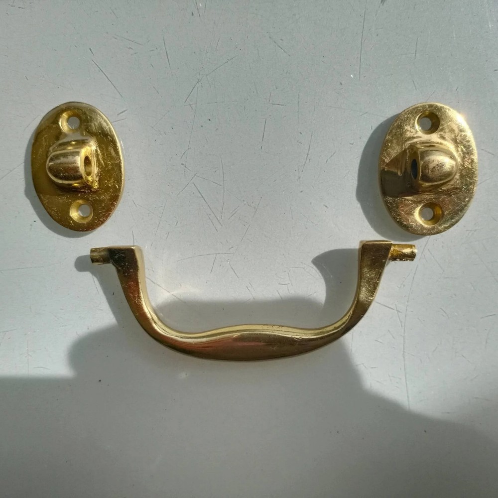 2 solid brass 5 " inches medium sea chest Box Handle 12.5 cm heavy strong Pulls
