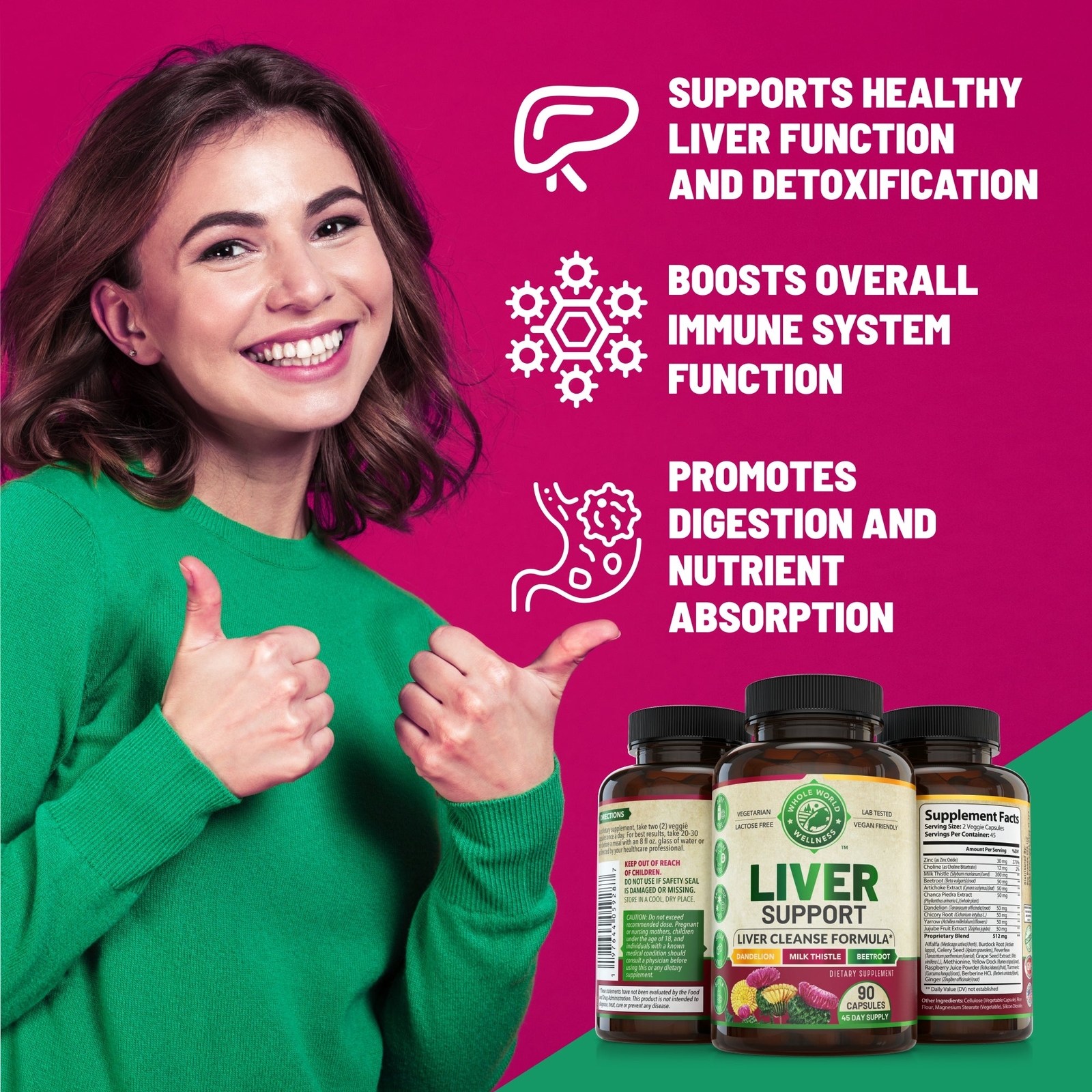 Liver Cleanse Detox & Repair Formula with Turmeric & Milk Thistle. 45 Day Supply