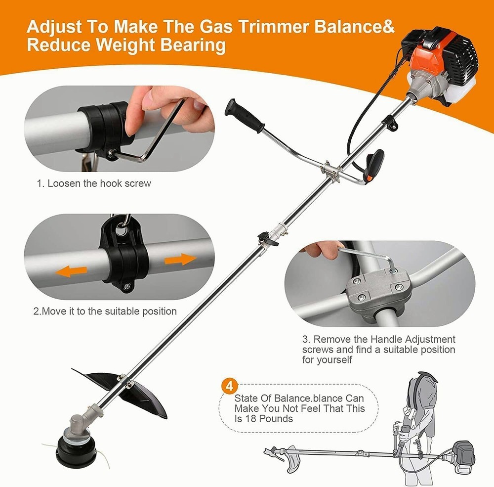 4-in-1 Multi-Functional Trimming Tools Gas Hedge Trimmer 58CC Weed Eater