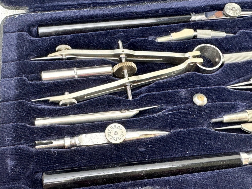 Antique EO RICHTER & CO German Drafting Tool Set In Case 1920-1945