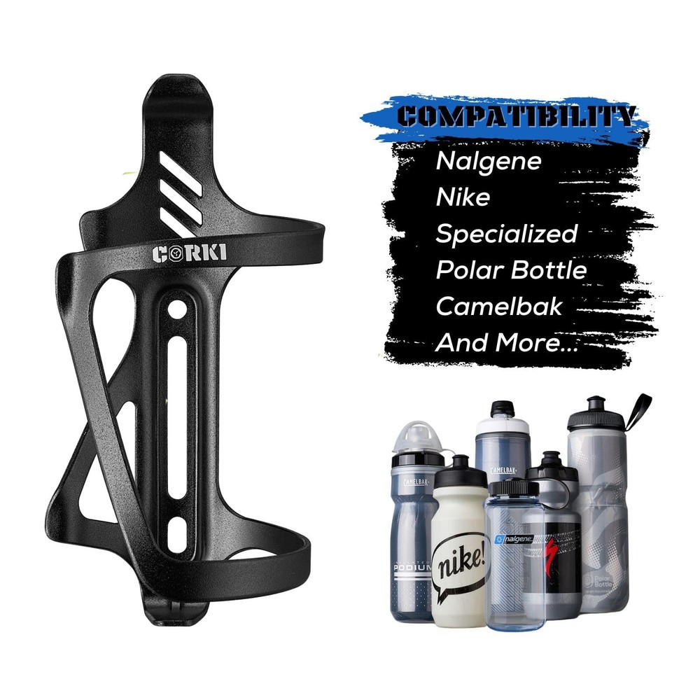 Corki Cycles Left Side Load Water Bottle Cage, Entry Left-2Pack, Black