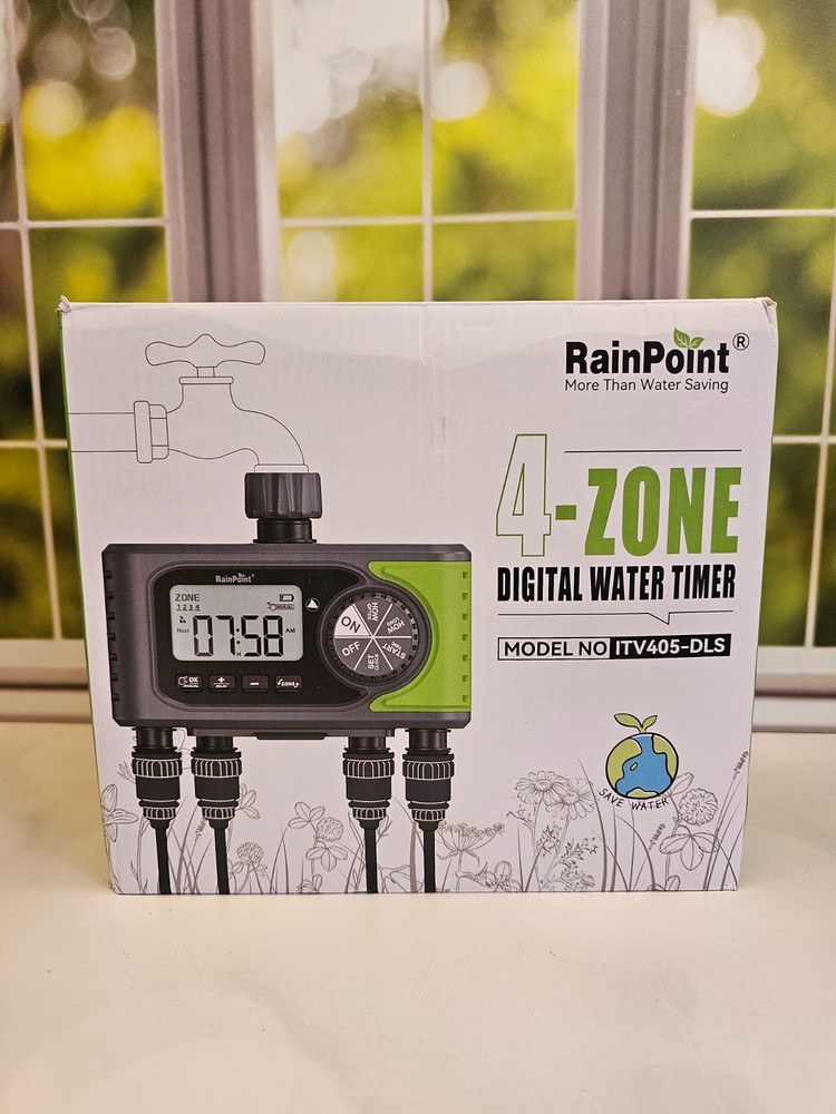RAINPOINT Sprinkler Timer, 4 Outlets Hose Timers, 4 Zone Digital Water Timer