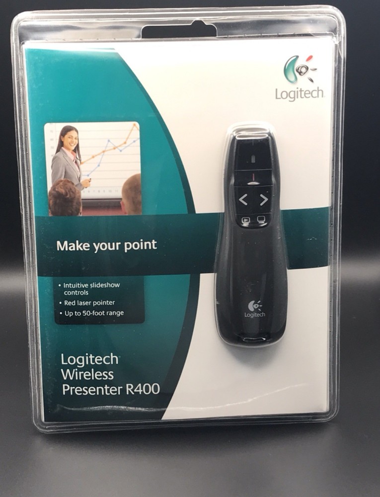 Logitech Wireless Presenter R400 Red Laser Pointer Up to 50-Foot Range
