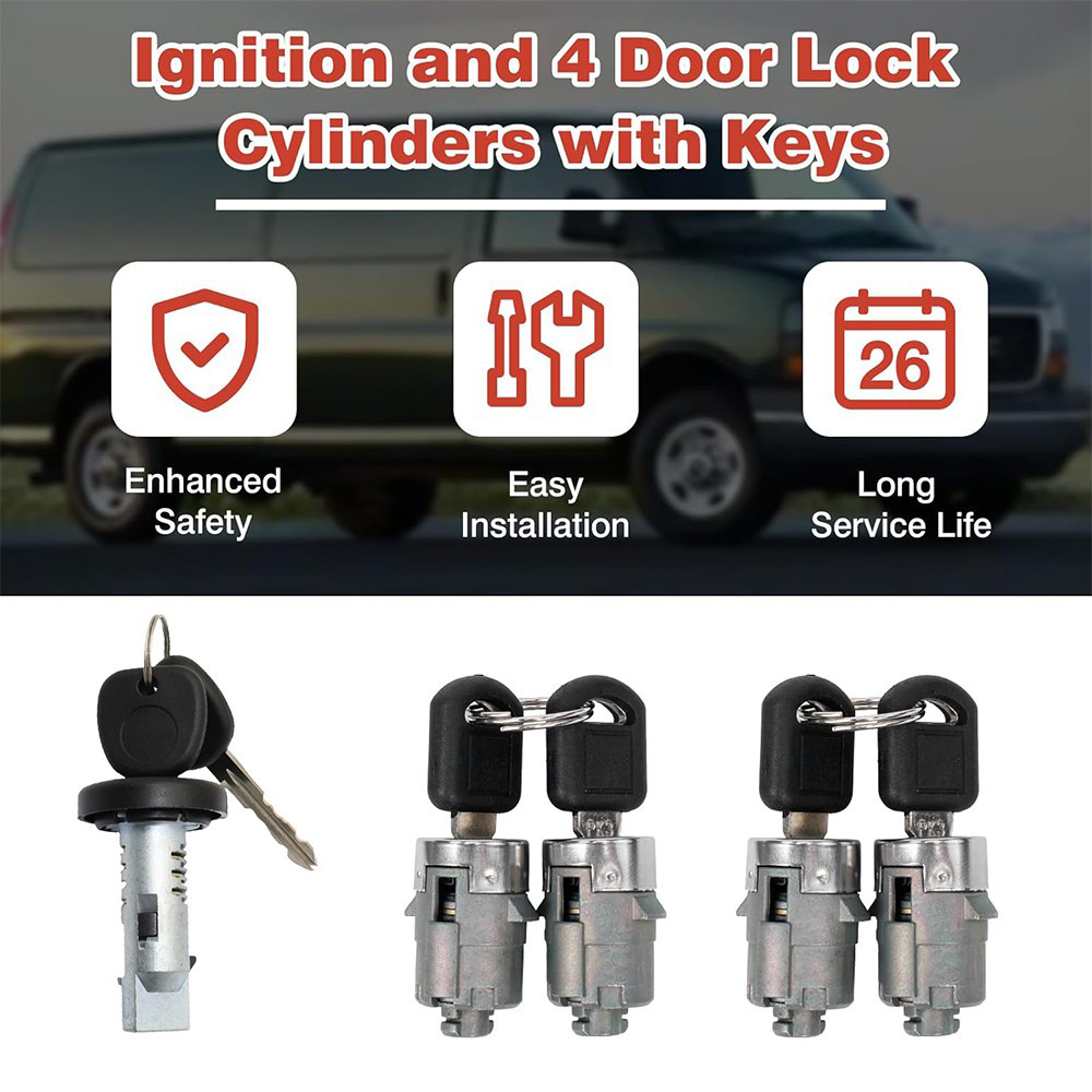 For Chevy Express Van 2010-2014 Ignition & 4 Door Lock Cylinders W/6 Keys