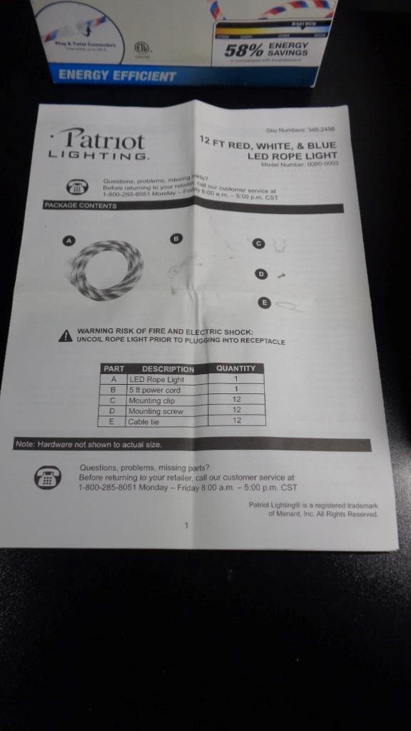 NOS PATRIOT LIGHTING 12ft FLEXIBLE ~MULTI COLOR~ LED ROPE LIGHT INDOOR / OUTDOOR