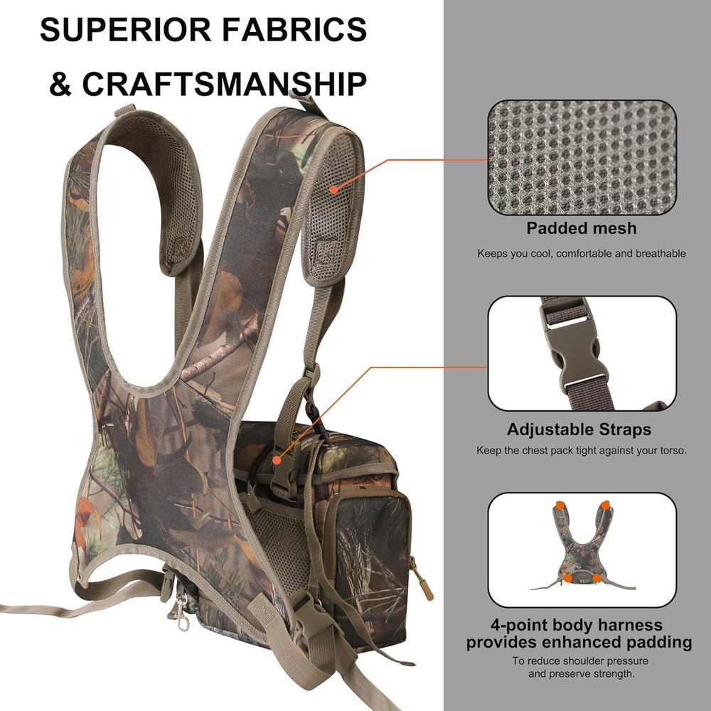 Binocular Harness Chest Pack, Bino Case with Rangefinder Pouch Binocular Harness