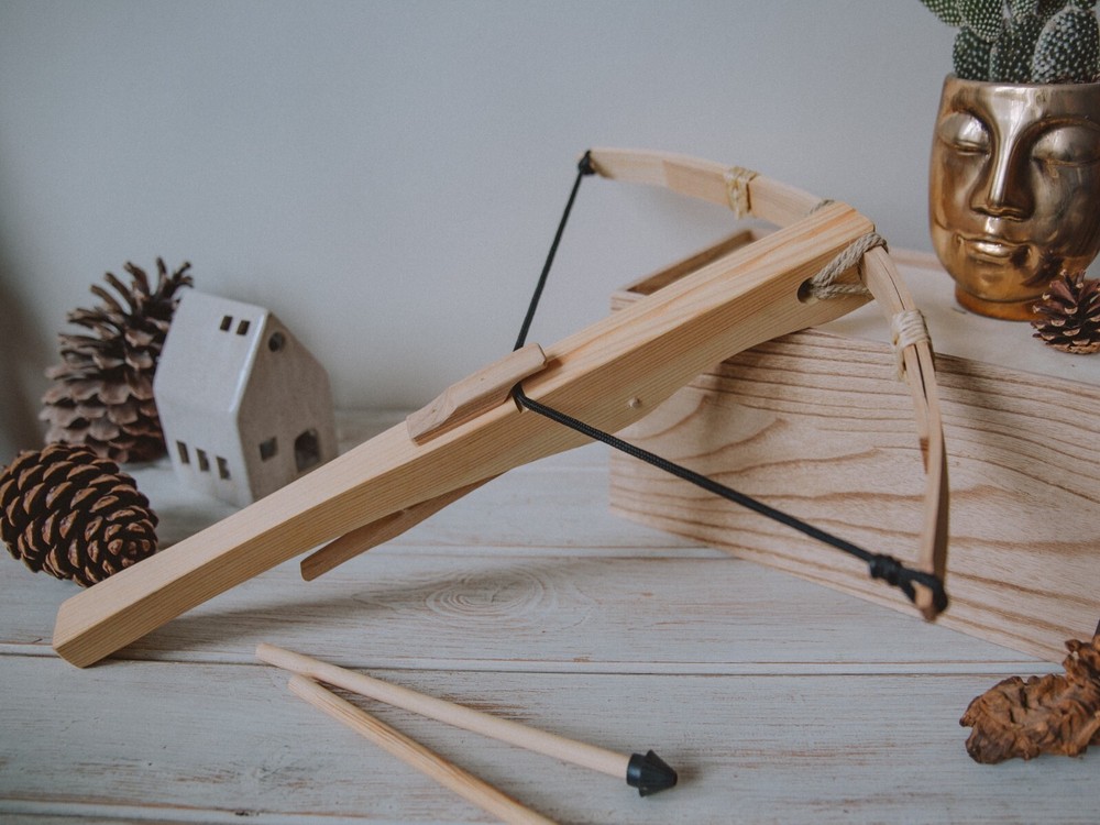 Handmade wooden crossbow