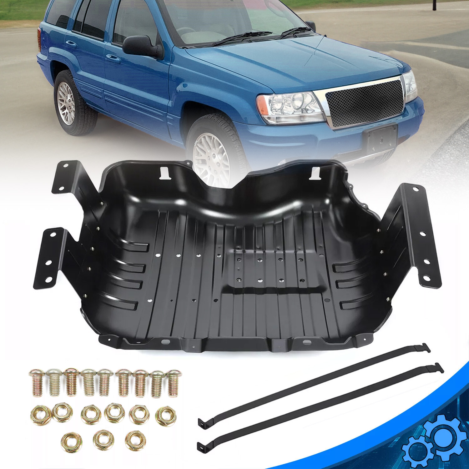 Fuel Tank Brush Guard with Straps For 99-04 Jeep Grand Cherokee Skid Plate Cover