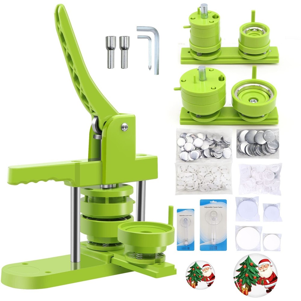 DIY Button Maker Machine Kit - 1.25" & 2.25" Sizes, 200PCS Supplies & Circle Cut