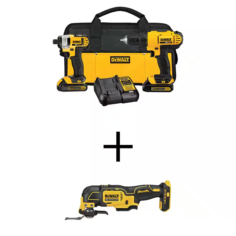 20V MAX Cordless Drill/Impact 2 Tool Combo Kit and Brushless Oscillating Multi T