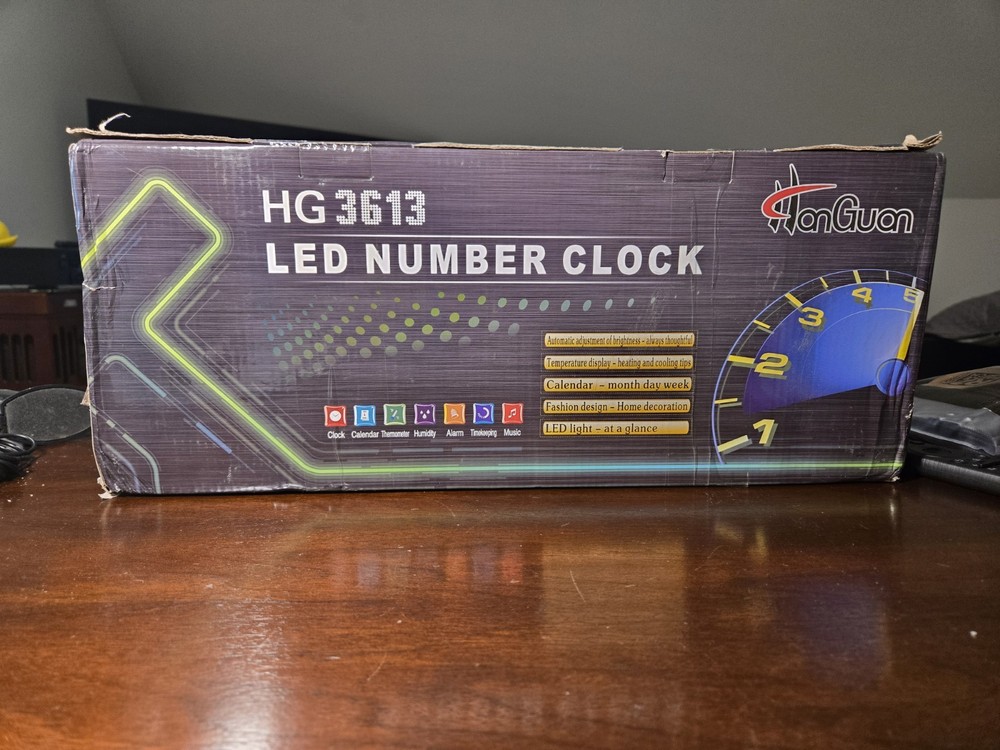 NOS HANGUAN HG3613 LED NUMBER CLOCK UNOPENED BOX