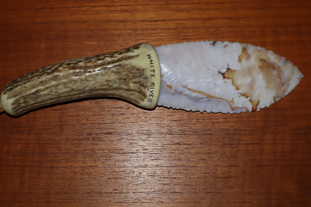 {OOAK} WHITE RIVER AGATE KNAPPING SKINNING KNIFE FULLY FUNCTIONAL