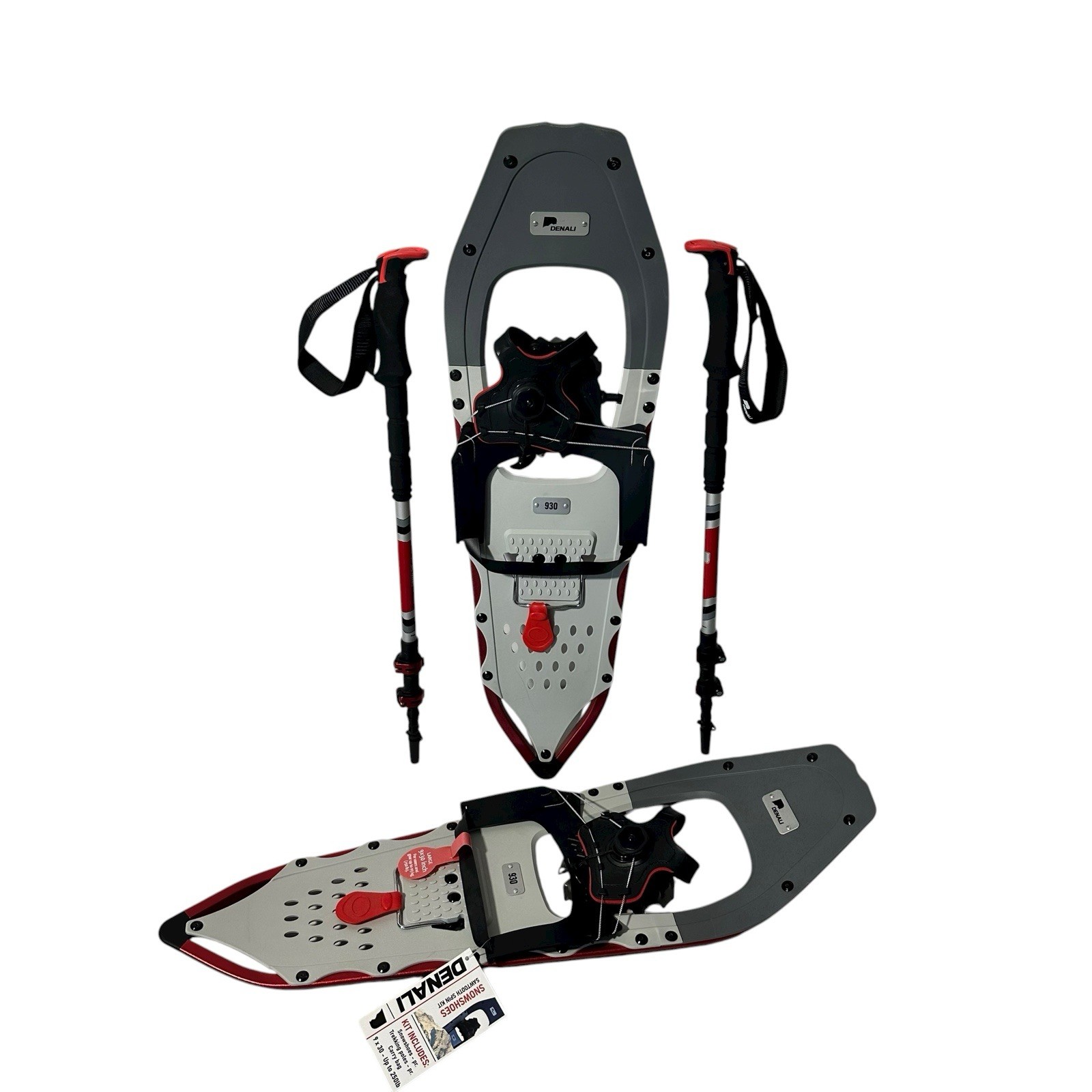 Denali Sawtooth Spin Snowshoes 9x30 Winter Hiking Kit w/ Poles & Bag – 250 lb