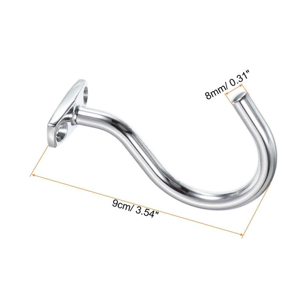 Bridge stick and ball rack hooks, with fixing screws, silver