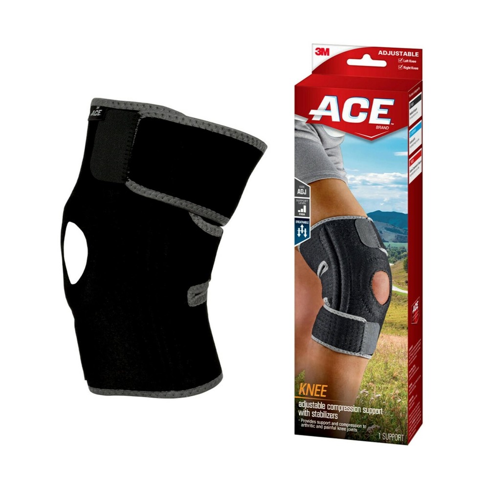 ACE Brand Adjustable Knee Brace with Side Stabilizers Provides Support & Comp...