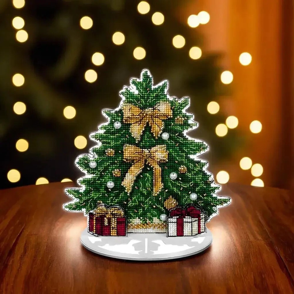 Plastic-based embroidery kit with threads Christmas tree stitching crafts