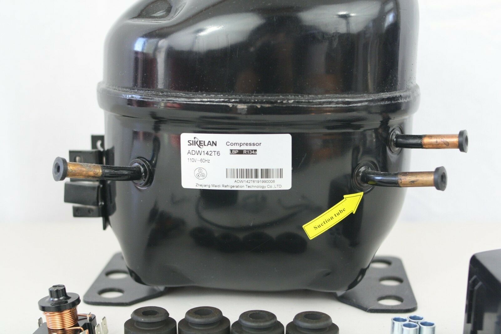 SIKELAN ADW142T6 REFRIGERATION COMPRESSOR 1/2 HP 1372BTU 110-120V R134A 50-60HZ