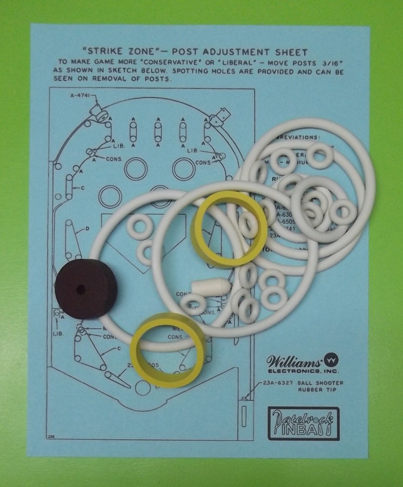 1970 Williams Strike Zone Pinball Machine Rubber Ring Kit