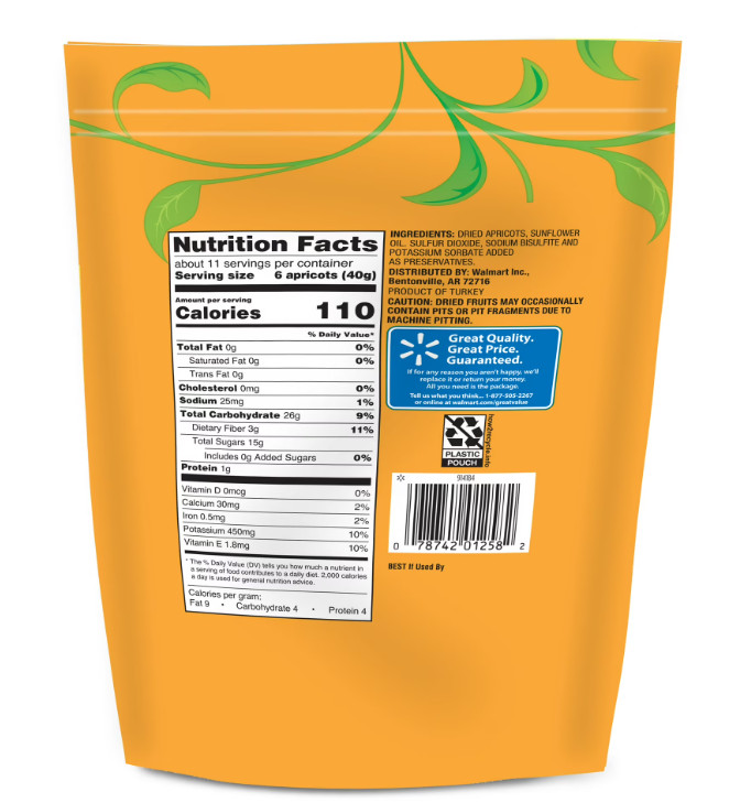 Great Value Dried Apricots, 16 oz