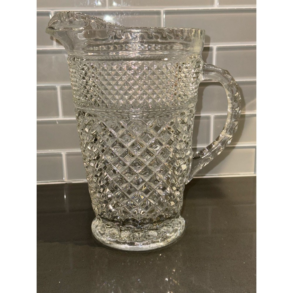 Vintage 2Qt Anchor Hocking Wexford Diamond Pattern Serving Pitcher