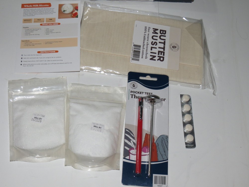 Mozzarella & Ricotta Cheese Making Kit | 5 Piece DIY Kit Includes Cheesecloth